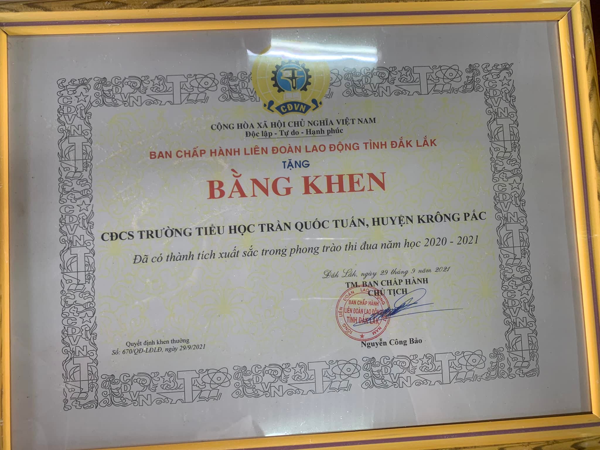 Kết quả của CĐCS TH Trần Quốc Tuấn năm 2020-2021
