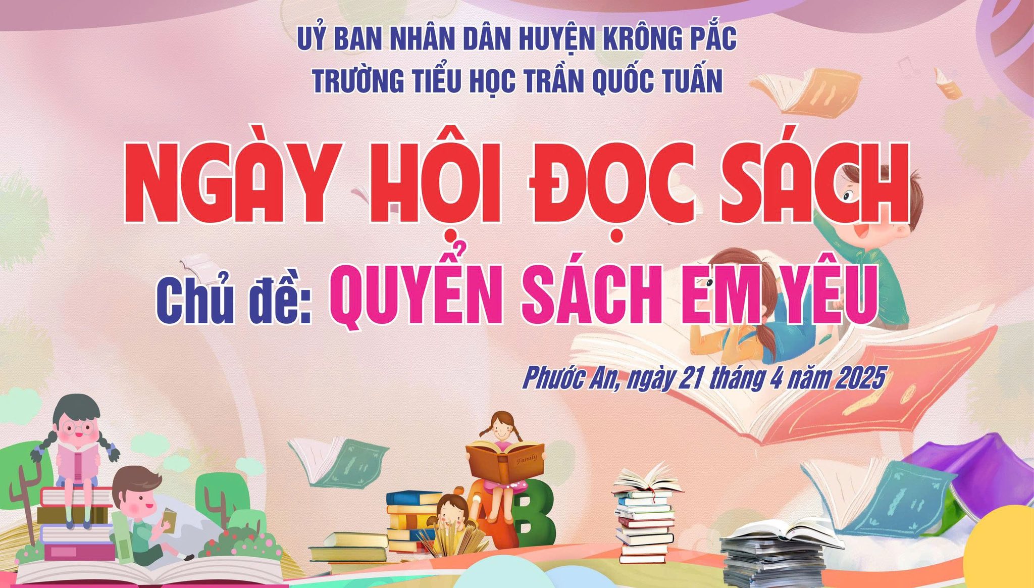 Thực hiện kế hoạch số 176-CV/ĐTN  của Huyện đoàn Krông Pắc V/v tổ chức các hoạt động và tuyên truyền ngày Sách và Văn hoá đọc VN năm 2025. ☘️☘️Được sự chỉ đạo của Chi bộ- BGH nhà trường. LĐ trường TH Trần Quốc Tuấn tổ chức ngày hội đọc sách với chủ đề: “Quyển sách em yêu”❤️ ☘️☘️Trong khuôn khổ chương trình, LĐ đã tổ chức cuộc thi “Kể chuyện theo sách”, “Trang trí tủ sách” , quyên góp sách để XD tủ sách Liên đội và tủ sách các điểm trường.